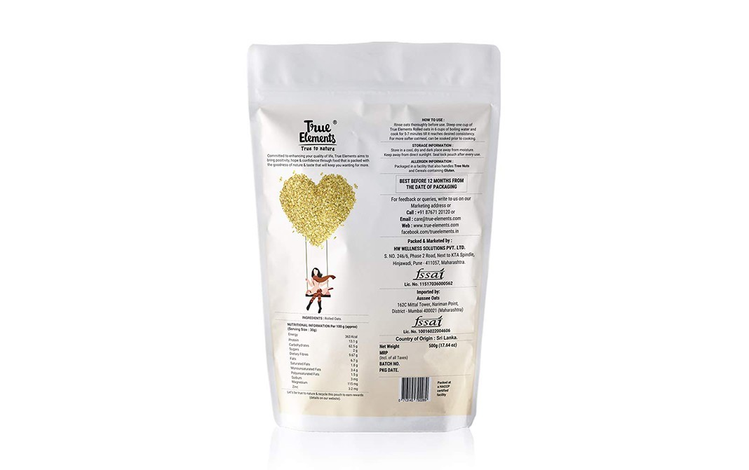 True Elements Rolled Oats Gluten-free   Pack  500 grams